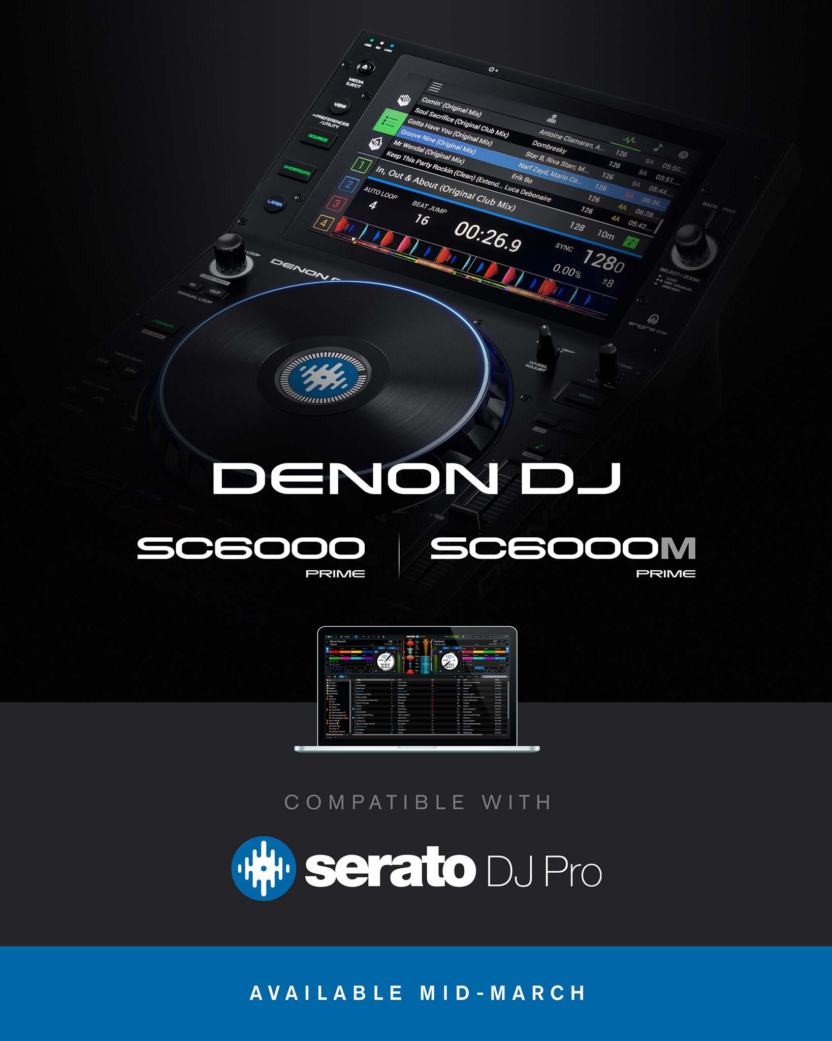 Serato DJ será compatible próximamente con los reproductores Denon SC6000 y Denon SC6000M