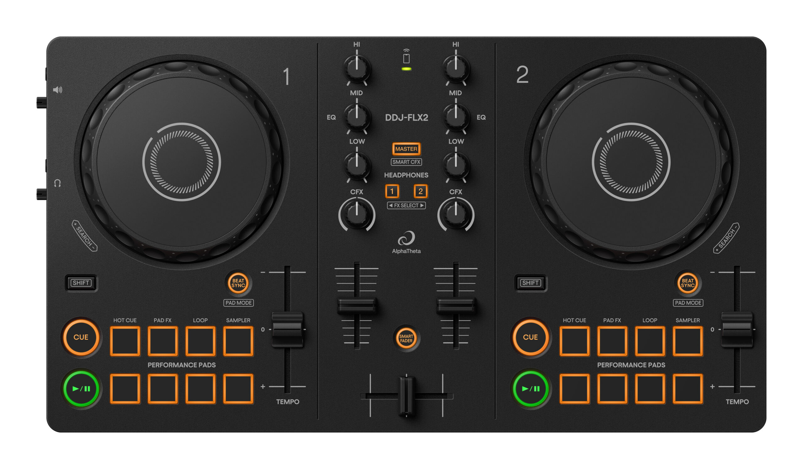 DDJ-FLX2, controlador de iniciación compatible con dispositivos móviles